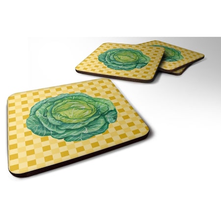 Cabbage On Basketweave Foam Coasters - Set Of 4